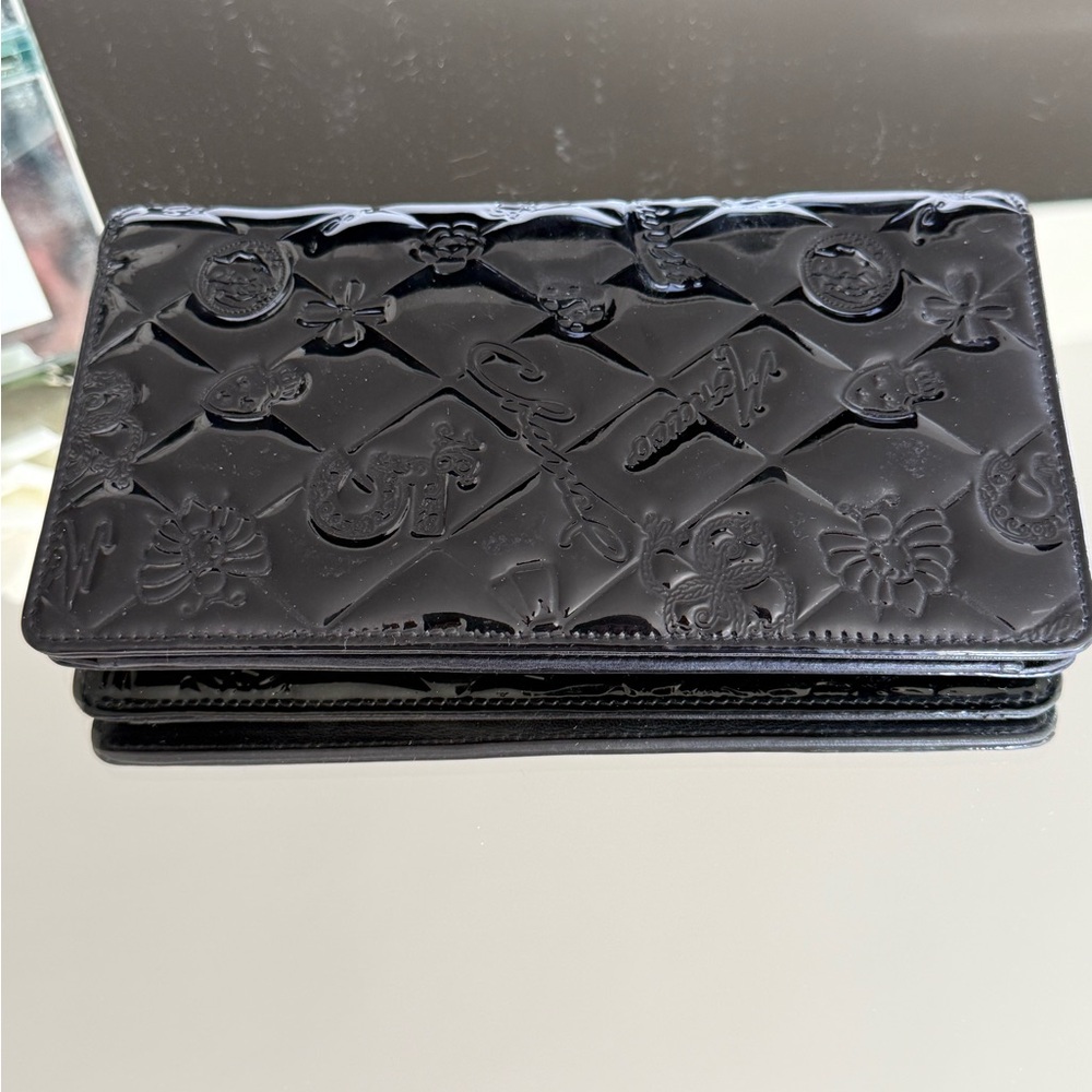 Chanel Black Patent Leather Embossed Long Wallet – Mademoiselle Line